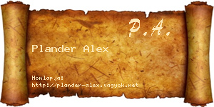 Plander Alex névjegykártya